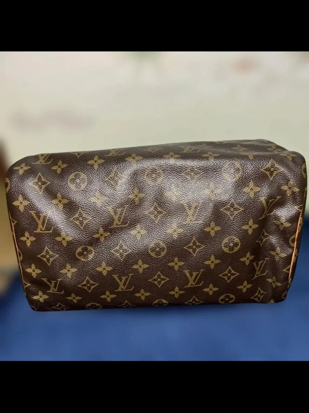 Louis Vuitton Brown Monogram Canvas Satchel with Tan Leather Handles